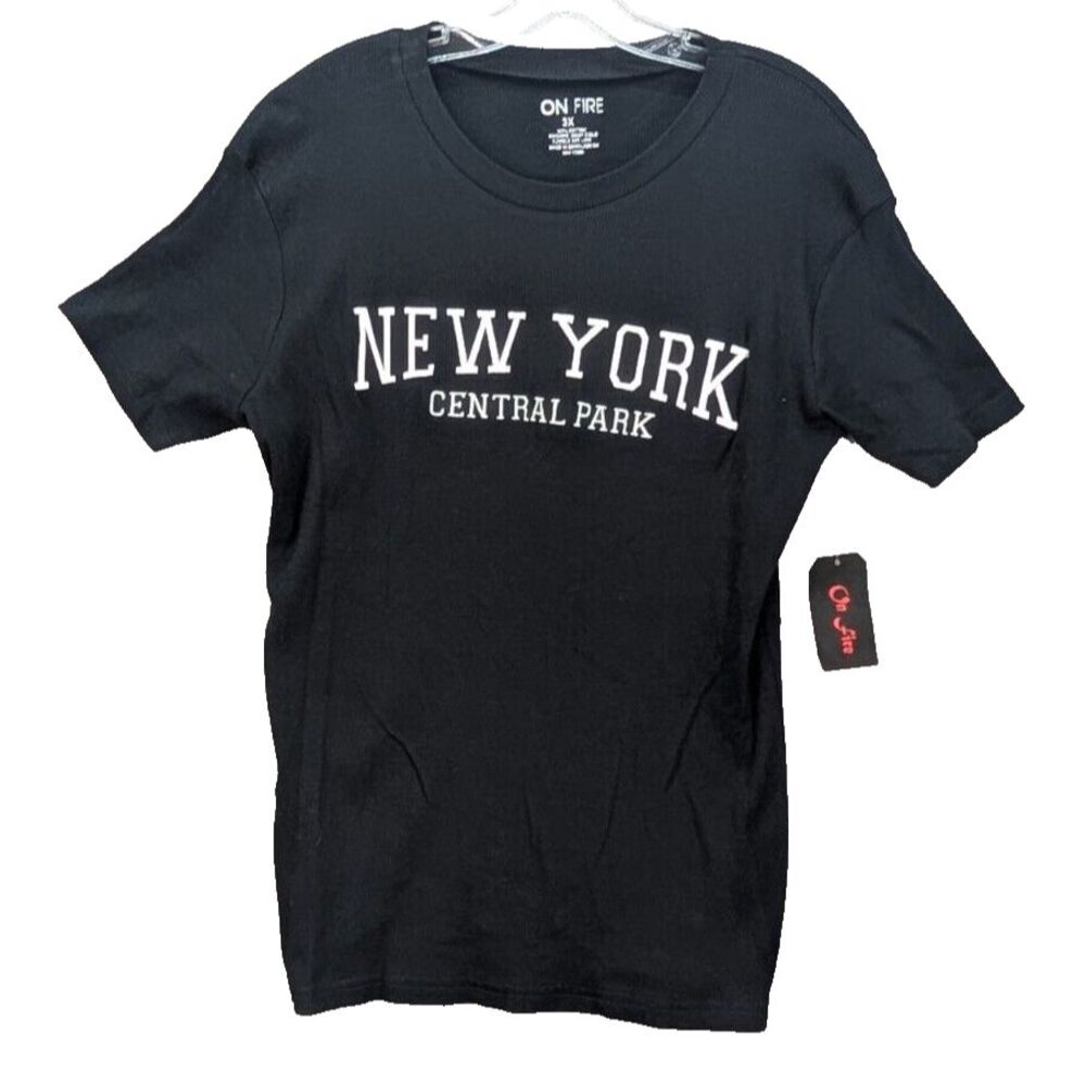 On Fire Women's Plus 2X Ribbed T-Shirt New‎ York Central Park Cotton Black NWT